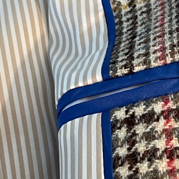 J.Crew Regent Wool Blazer Sz 2 Houndstooth Plaid Gray Blue Academia Preppy Class - Picture 8 of 11